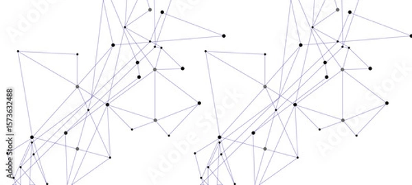 Fototapeta Abstract tech network connection dots. Digital technology and big data analysis background.