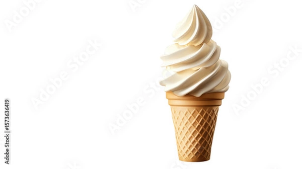 Fototapeta vanilla ice cream cone on white background