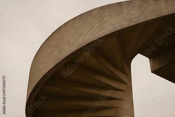 Obraz Fragment of an Old Spiral Concrete Roof with Natural Cracks Resembling Nature’s Fingerprints