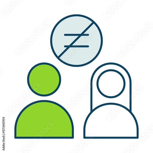 Fototapeta No Discrimination icon. Two Figures Representing Equal Treatment in AI Systems on Transparent Background. 