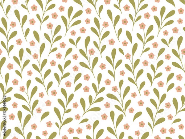 Fototapeta Floral Abstract Seamless Pattern, Suitable for Fashion Design, Decoration, Fabric, Wallpaper and Printing on White Background