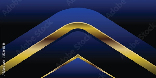 Fototapeta Luxury abstract background with golden lines on dark, modern black backdrop concept 3d style. Illustration from vector, modern template deluxe design
