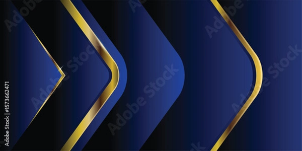 Fototapeta Luxury abstract background with golden lines on dark, modern black backdrop concept 3d style. Illustration from vector, modern template deluxe design