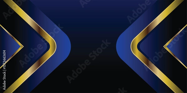 Fototapeta Luxury abstract background with golden lines on dark, modern black backdrop concept 3d style. Illustration from vector, modern template deluxe design
