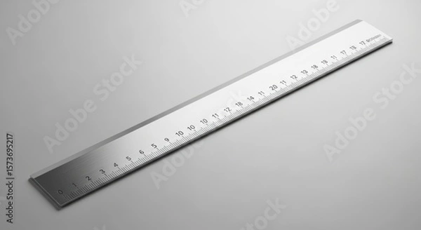 Fototapeta A Detailed Close-Up of a Precision Metal Ruler Lying on a Smooth Surface