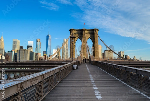 Obraz The Brooklyn Bridge and Skyline of New York City at a sunny morning