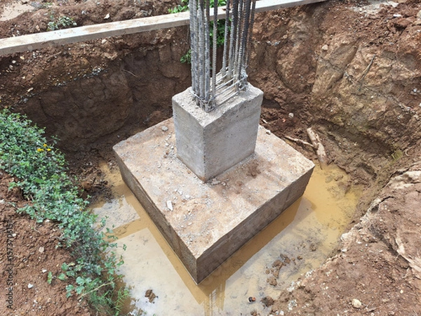 Obraz Deep Foundation, Square Pile Footing in construction site.