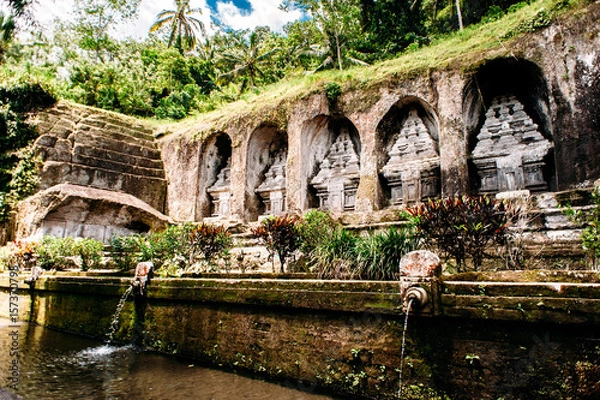 Fototapeta Gunung Kawi. Ancient carved in the stone temple with royal tombs. Bali, Indonesia