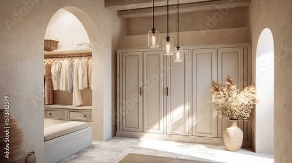 Fototapeta Beige Dressing Room with Archway