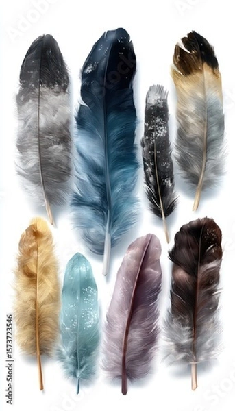 Obraz Feathers arranged on white