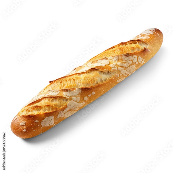 Obraz A long, golden-brown baguette with a slightly cracked crust, placed against a transparent background