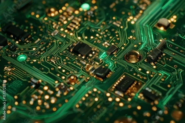 Fototapeta Exploring Advanced Circuitry Design Electronics Lab Macro Photography High-Tech Environment Close-Up View Innovation
