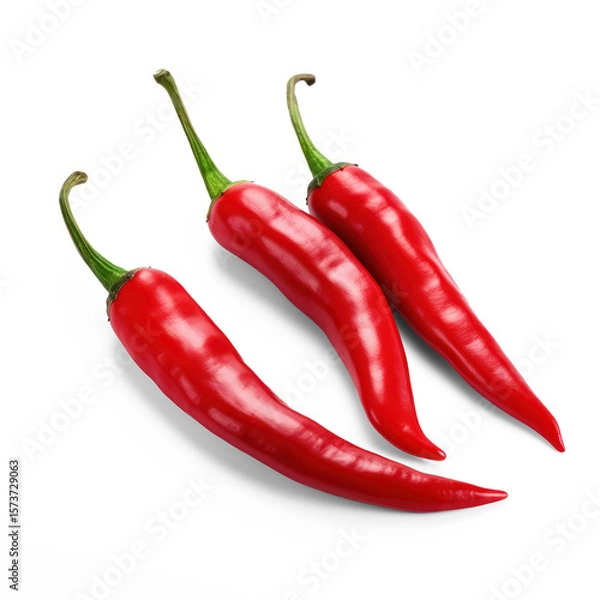 Obraz Three red hot chili peppers on a transparent background