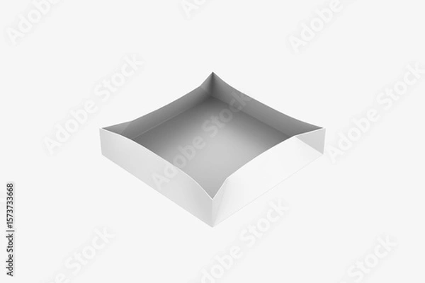 Obraz Kraft Paper Food Tray Mockup Isolated On White Background. 3d illustration