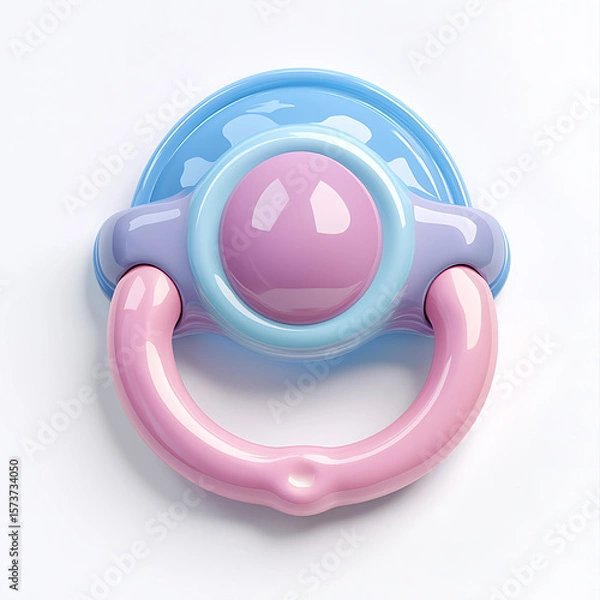 Fototapeta Realistic Pastel Baby Pacifier with Rubber Handle and Gentle Design
