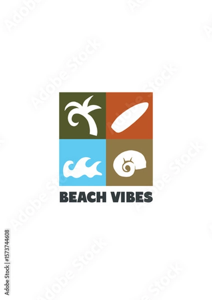 Obraz beach vibes elements illustration vector