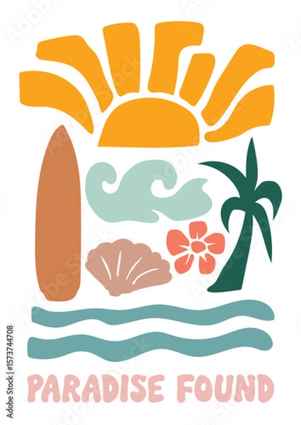 Obraz abstract art beach elements illustration