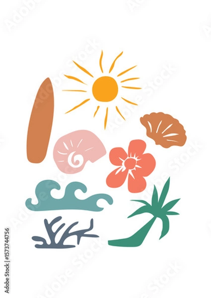 Obraz abstract art beach elements illustration