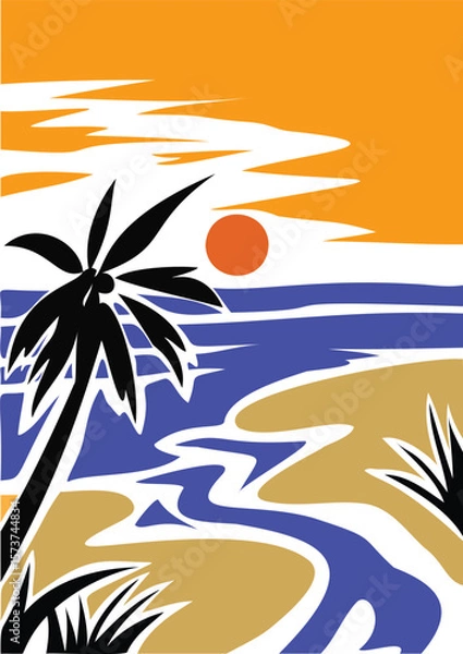 Obraz abstract art beach elements illustration