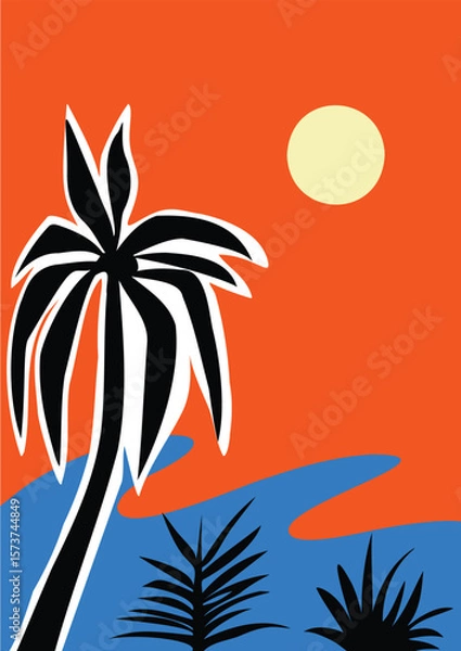 Obraz abstract art beach elements illustration