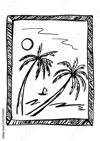 Obraz abstract art beach elements illustration