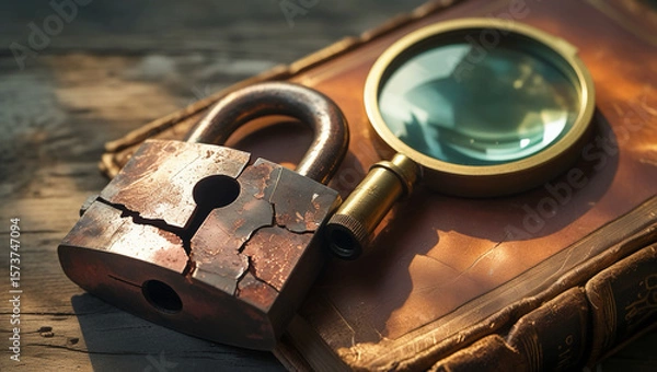 Fototapeta old lock and key