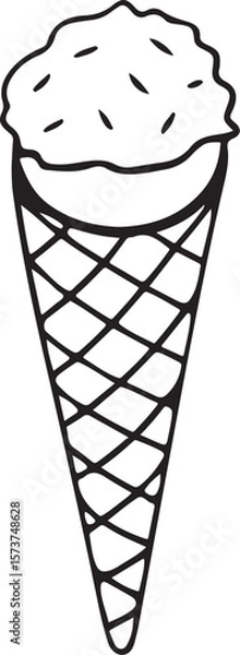 Fototapeta Dripping Ice Cream Cone Illustration with Sprinkles in Monochrome Style, Capturing Sweetness and Summer Indulgence.