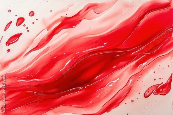 Fototapeta Delicate Red Ink Wash with Soft Color Gradients. Abstract Background