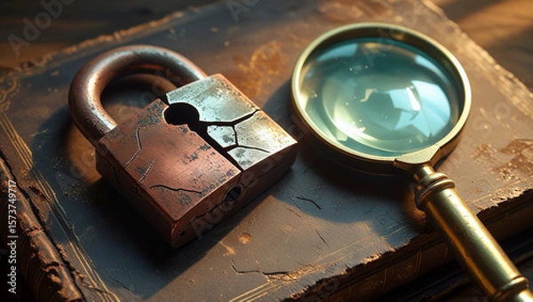 Fototapeta old key and lock