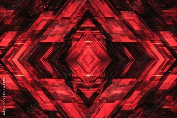 Fototapeta Red Geometric Hexagon Pattern with Perfect Seamless Tiling. Abstract Background