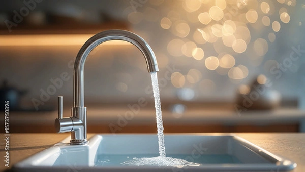 Fototapeta water flowing from a faucet