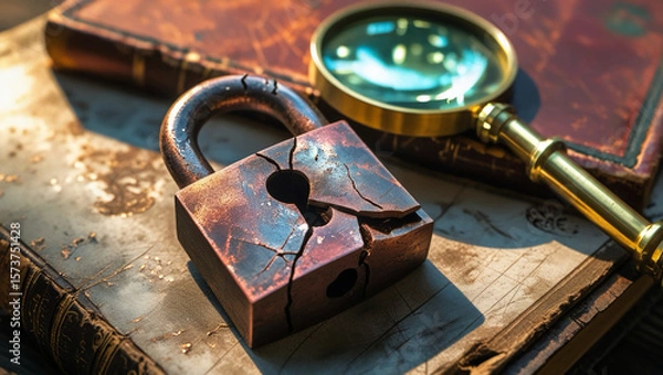 Fototapeta old lock and keys