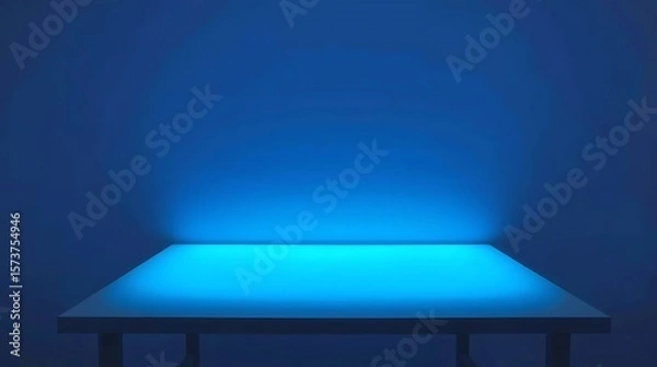 Obraz Illuminated Platform in Deep Blue Hue, Minimalist Product Display Space