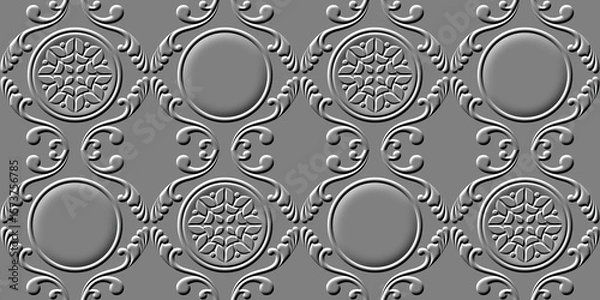 Fototapeta 3d mould ceramic tiles art. Digital home decorative art wall tiles design background. Dark gray and light gray combination. Embossed tiles. Ceramic Wall tiles 3d Punch Design.	
