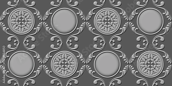 Fototapeta 3d mould ceramic tiles art. Digital home decorative art wall tiles design background. Dark gray and light gray combination. Embossed tiles. Ceramic Wall tiles 3d Punch Design.	
