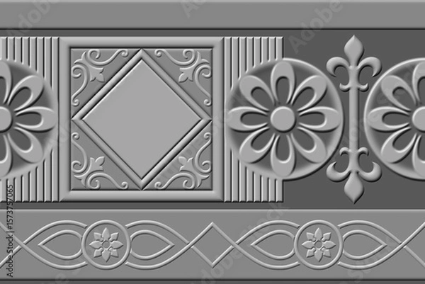 Fototapeta 3d mould ceramic tiles art. Digital home decorative art wall tiles design background. Dark gray and light gray combination. Embossed tiles. Ceramic Wall tiles 3d Punch Design.	
