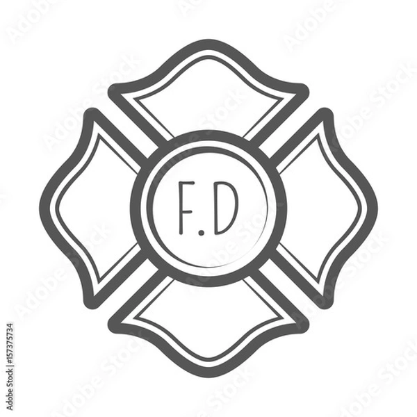 Fototapeta Cross firefighter vector illustration in monocrome vintage style.