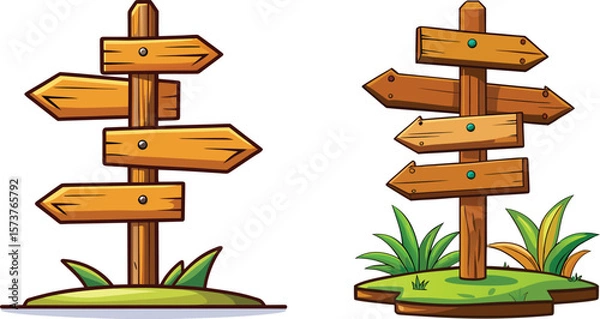 Obraz wooden direction signs in vector 