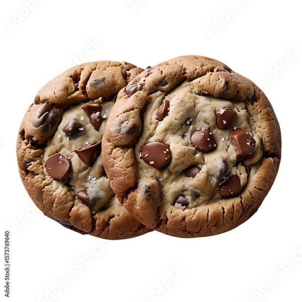 Obraz chocolate chips cookies, isolated white transparent 