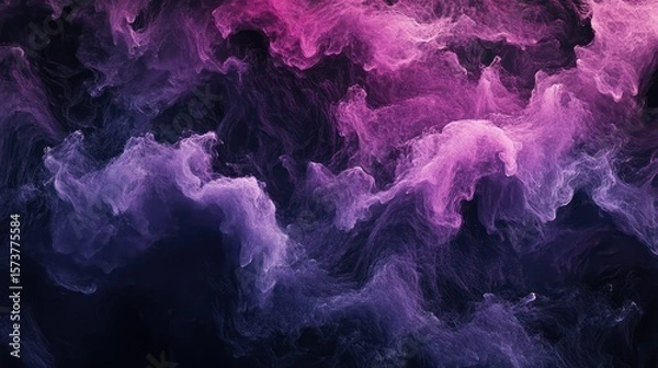 Fototapeta Black and Deep Purple Gradient with Gentle Pink Glow. Abstract Background