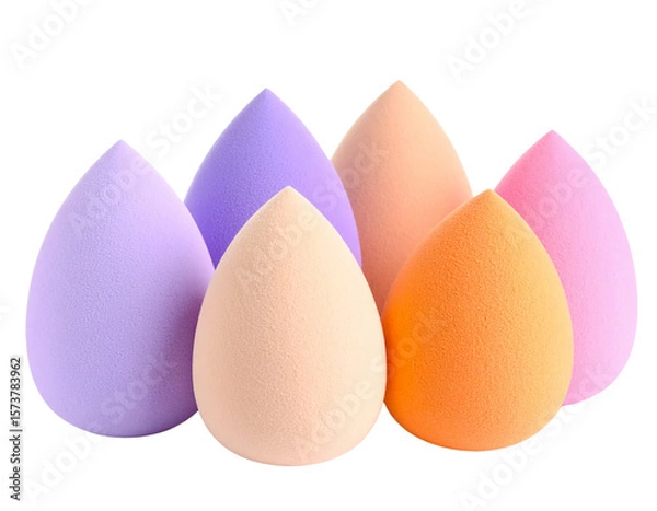 Fototapeta  Set of Colorful Makeup Sponges in Various Shapes, Transparent PNG