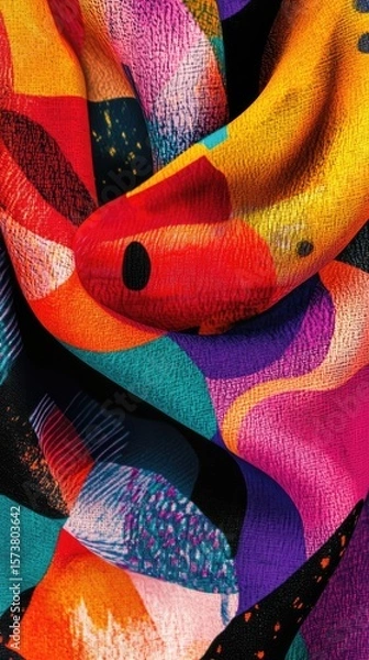 Obraz A colorful scarf with a black stripe