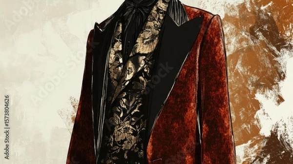 Obraz A man is wearing a red jacket and black pants