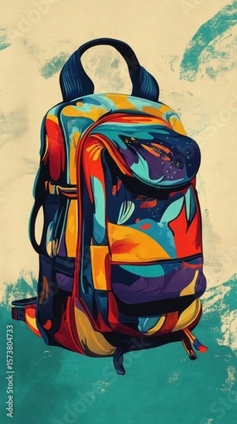 Obraz A colorful backpack with a blue strap