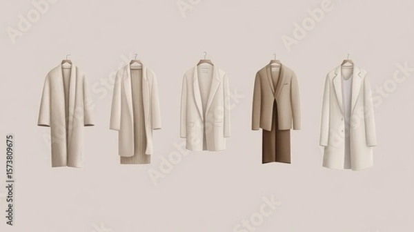 Obraz Five different coats hanging on a rack