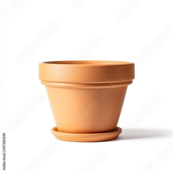 Obraz Simple Terracotta Flower Pot with Saucer Ready for Planting