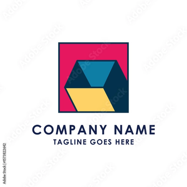 Fototapeta Colorful Geometric Cubic Cube Box for Package or Storage Logo Design