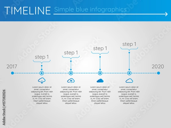 Obraz Simple blue timeline 3, infographics vector
