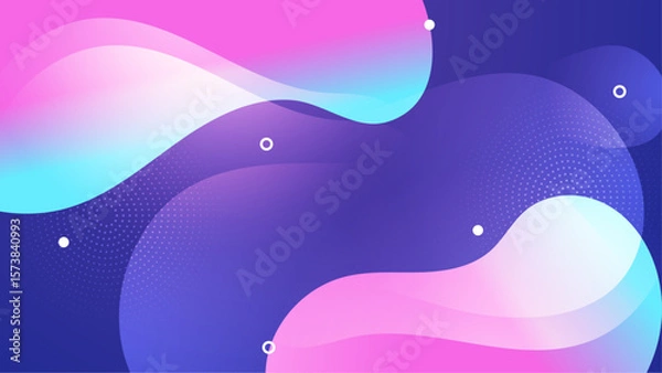 Fototapeta Abstract pink blue gradient waves and dots. Suitable for backgrounds, web design, invitations, packaging, and social media graphics.