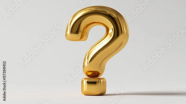 Fototapeta 3D Golden Question Mark on Light Background